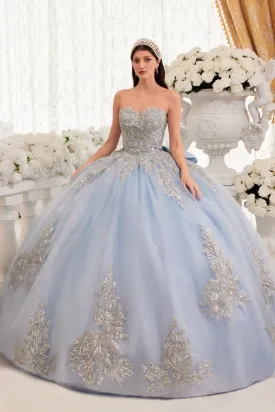15715 STRAPLESS LAYERED BALL GOWN WITH BOW DETAIL