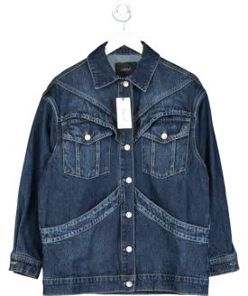 2be4A Blue Large Pocket Detailed Oversize Denim Jacket UK S