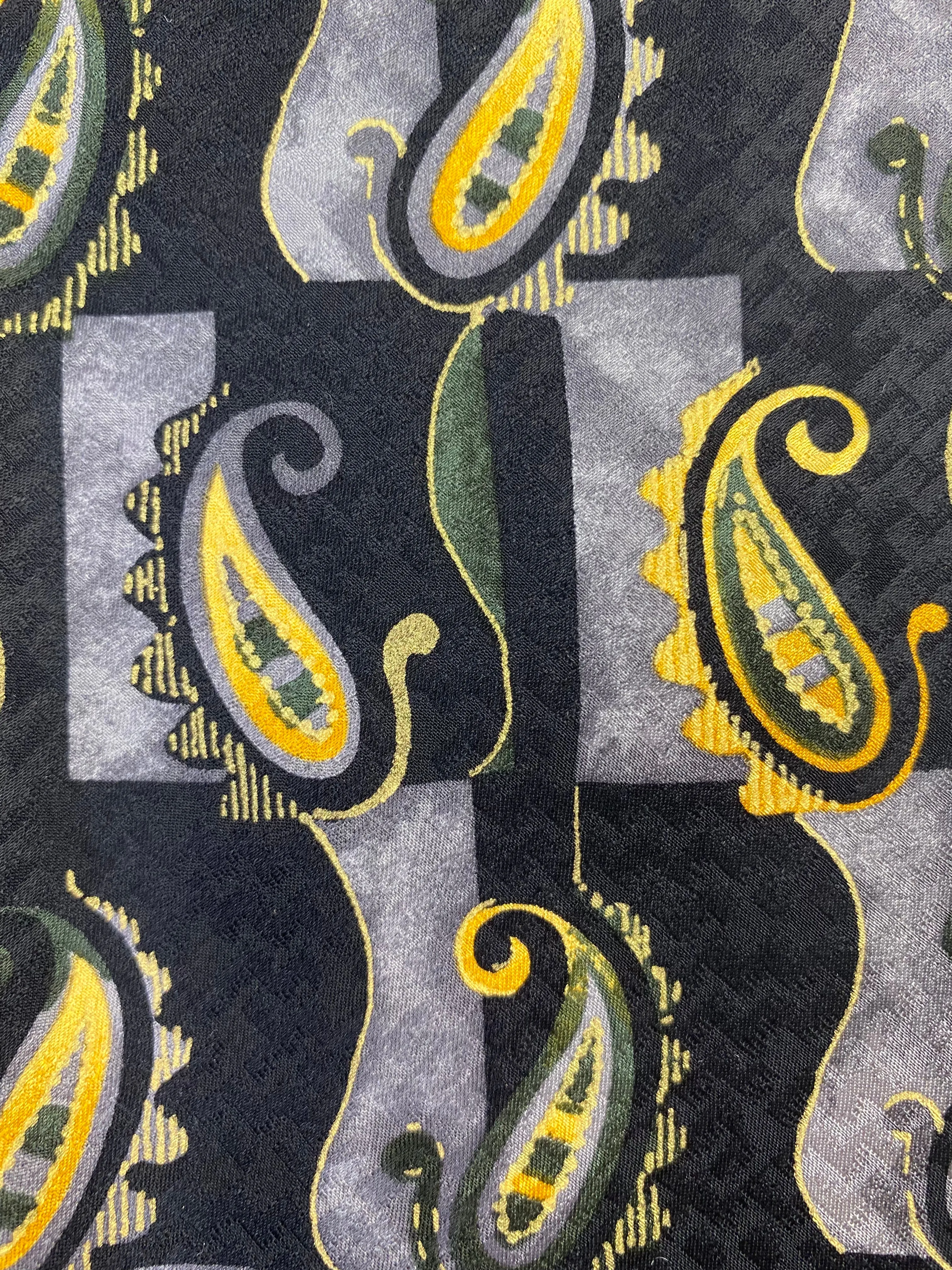 90s Deadstock Silk Necktie, Men's Vintage Navy/ Gold Paisley Pattern Tie, NOS