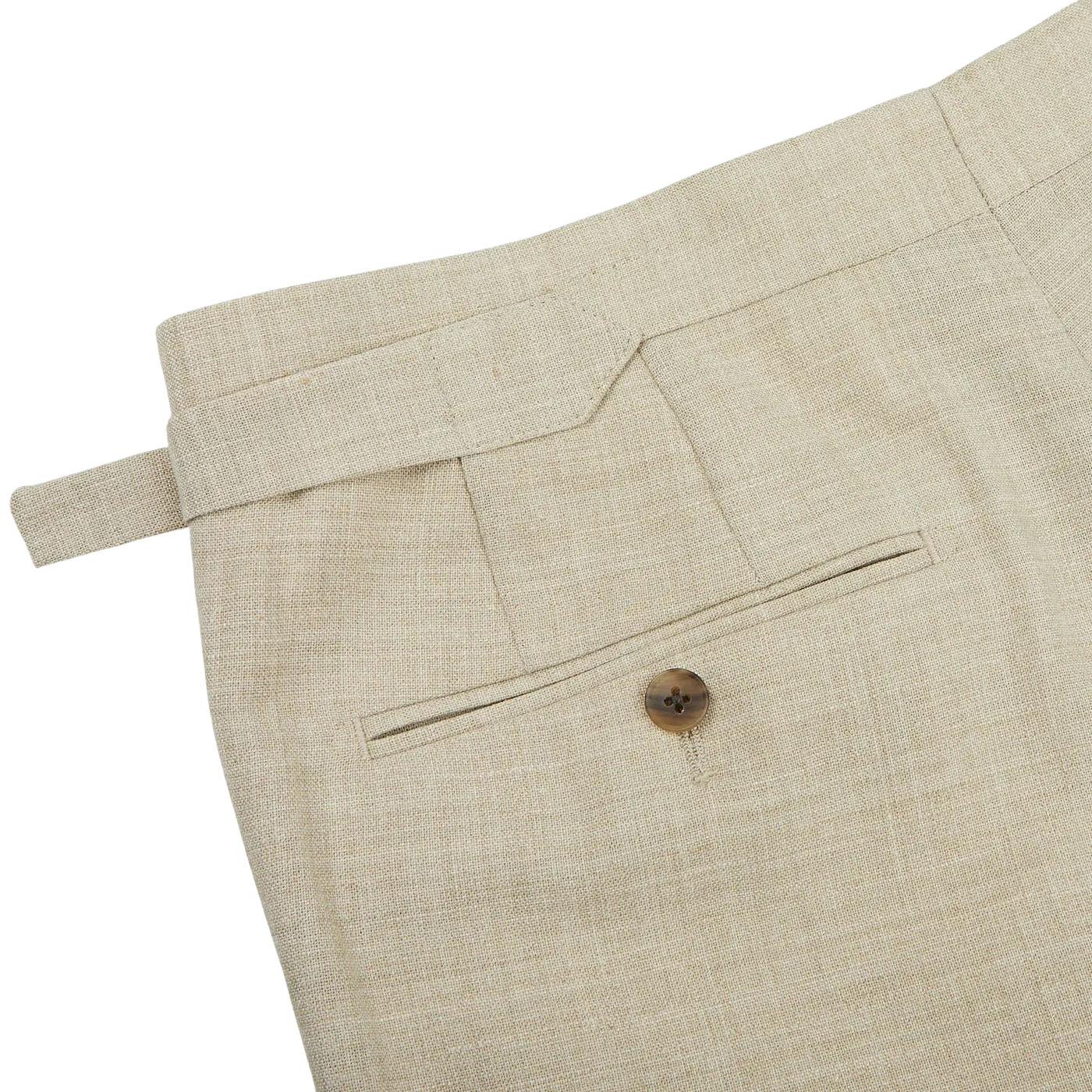 Beige Melange Wool Linen Pleated Trousers