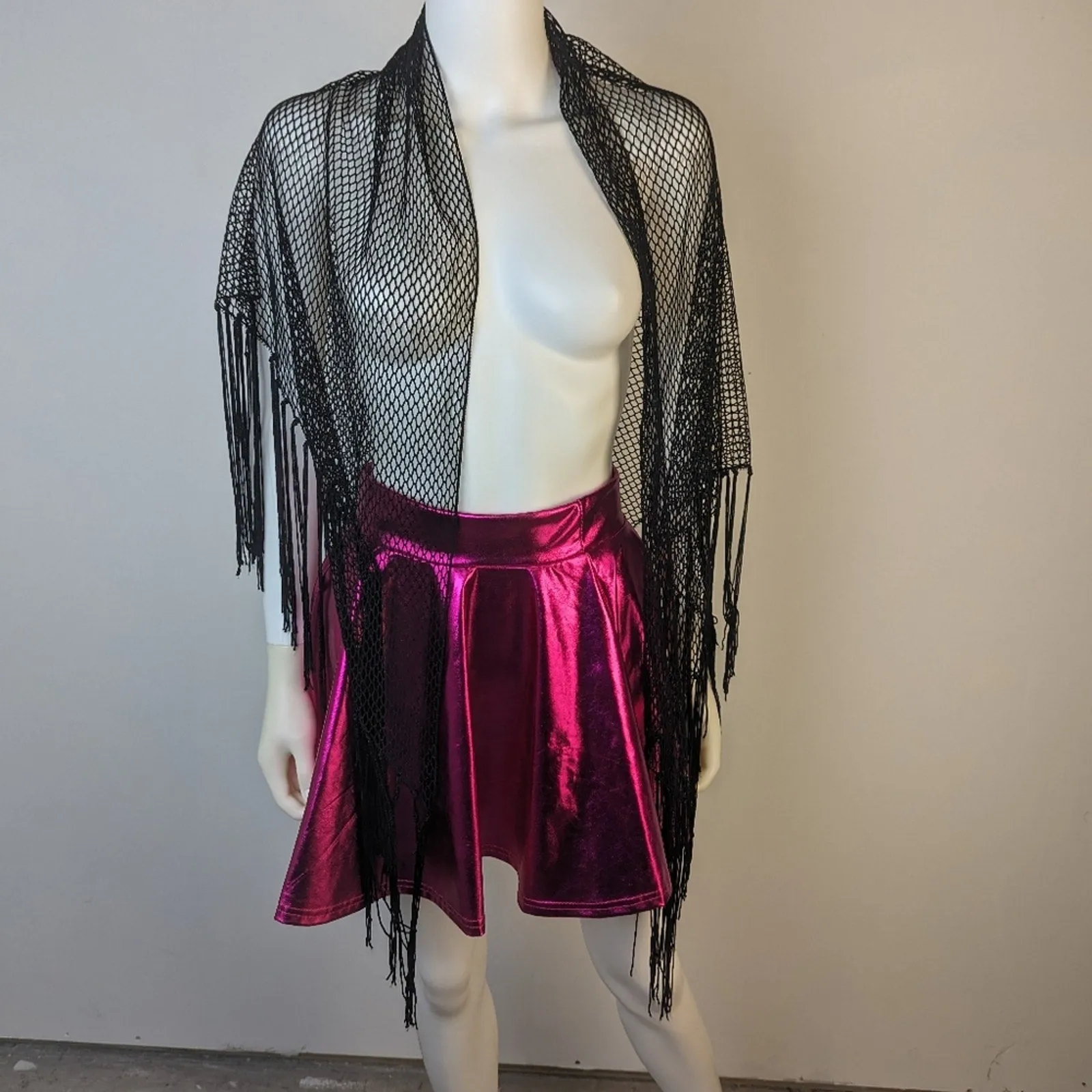 Boho Lace Fringe Mesh Shawl