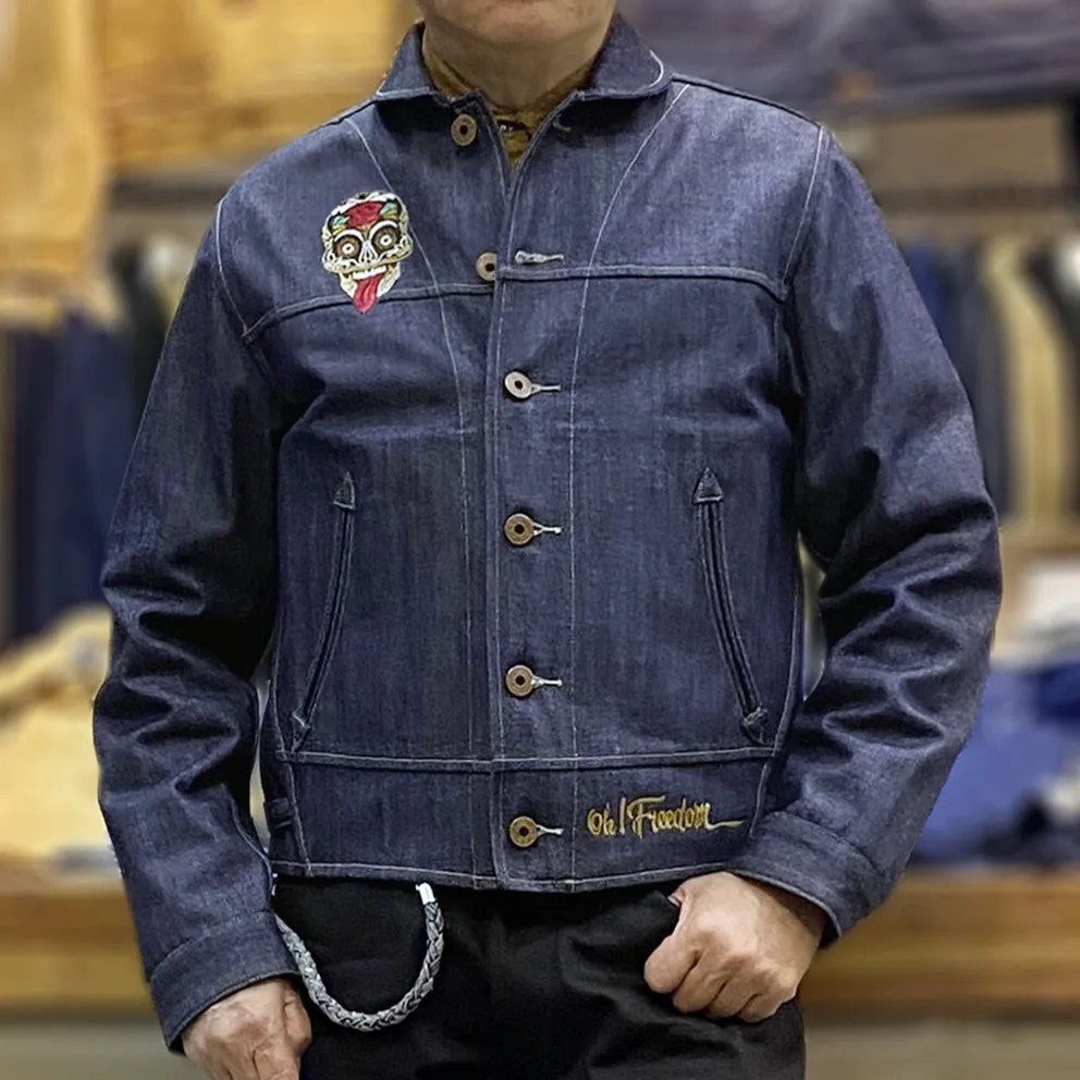 BZEN M.3139 DESPERADO-DESPERADO REGULAR 2 POCKET JACKET CUSTOMIZED EMBROIDERY-12OZ-RAW INDIGO