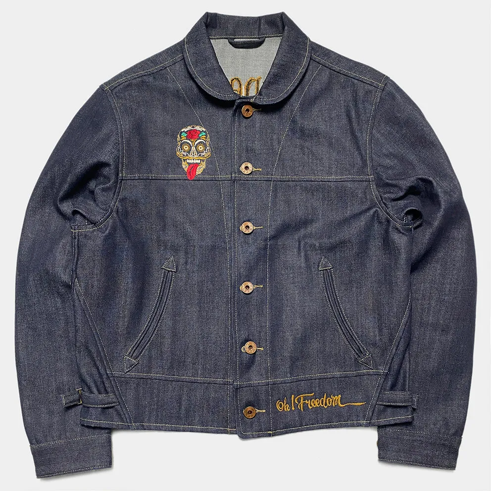 BZEN M.3139 DESPERADO-DESPERADO REGULAR 2 POCKET JACKET CUSTOMIZED EMBROIDERY-12OZ-RAW INDIGO