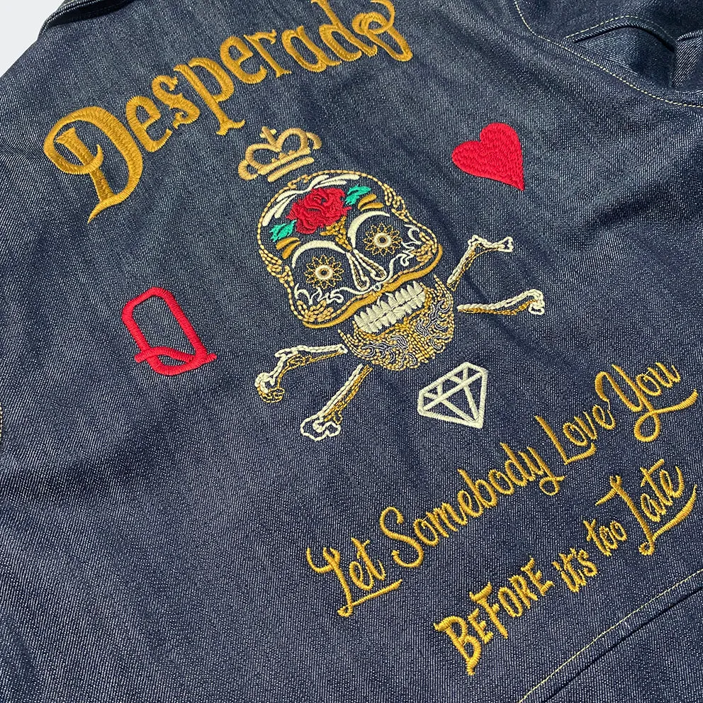 BZEN M.3139 DESPERADO-DESPERADO REGULAR 2 POCKET JACKET CUSTOMIZED EMBROIDERY-12OZ-RAW INDIGO