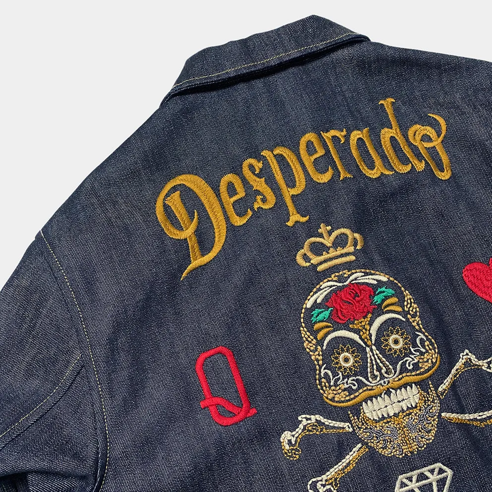BZEN M.3139 DESPERADO-DESPERADO REGULAR 2 POCKET JACKET CUSTOMIZED EMBROIDERY-12OZ-RAW INDIGO