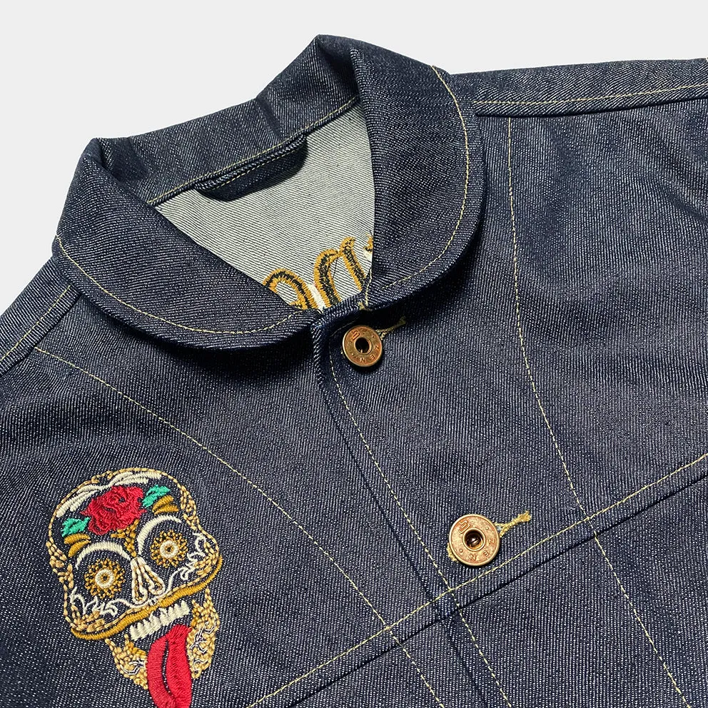BZEN M.3139 DESPERADO-DESPERADO REGULAR 2 POCKET JACKET CUSTOMIZED EMBROIDERY-12OZ-RAW INDIGO