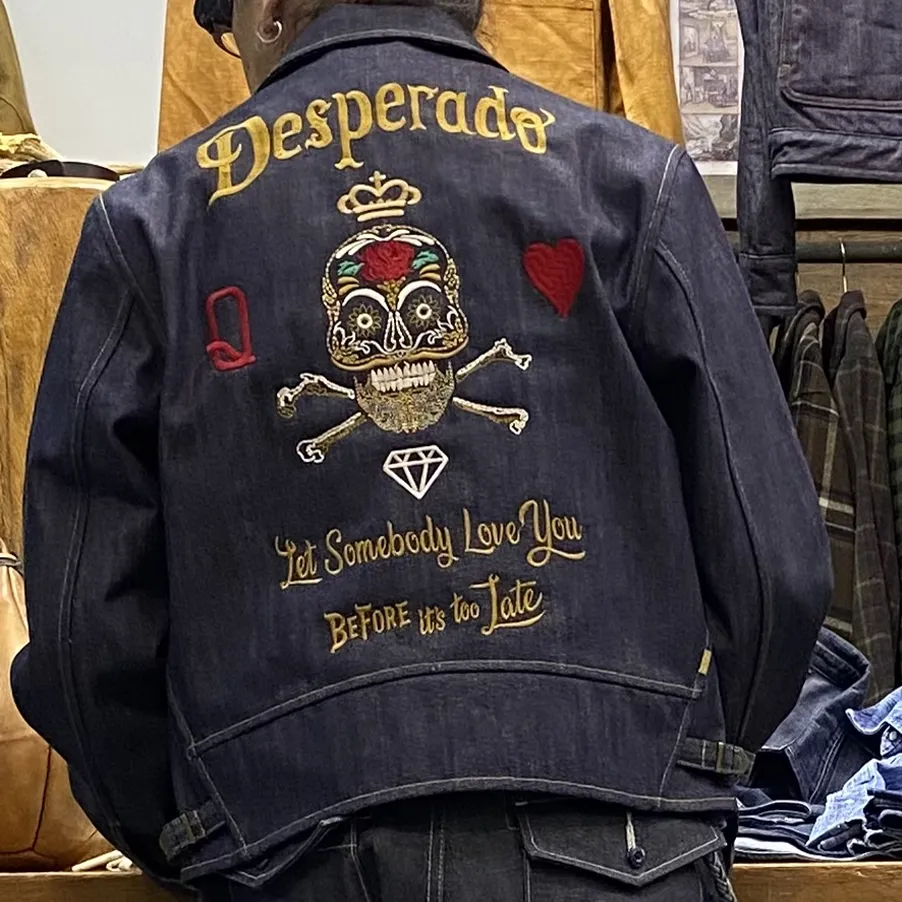 BZEN M.3139 DESPERADO-DESPERADO REGULAR 2 POCKET JACKET CUSTOMIZED EMBROIDERY-12OZ-RAW INDIGO