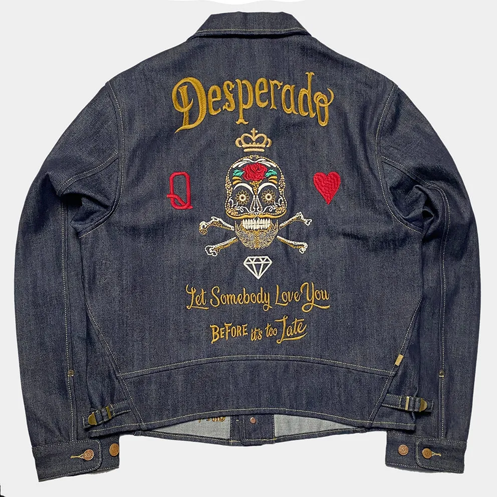 BZEN M.3139 DESPERADO-DESPERADO REGULAR 2 POCKET JACKET CUSTOMIZED EMBROIDERY-12OZ-RAW INDIGO