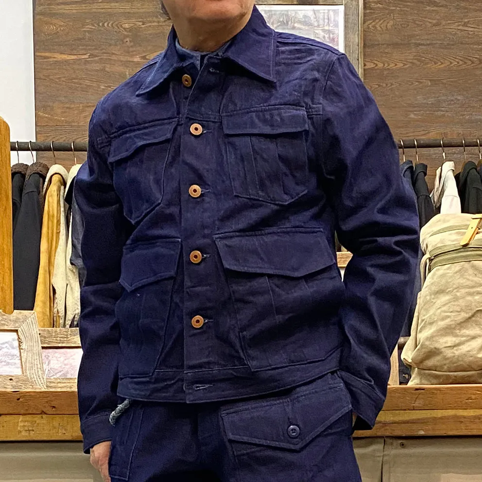 BZEN M.3139RR AERO-D REGULAR FIT MILITARY INSPIRED DENIM JACKET-12OZ-HRH INDIGO