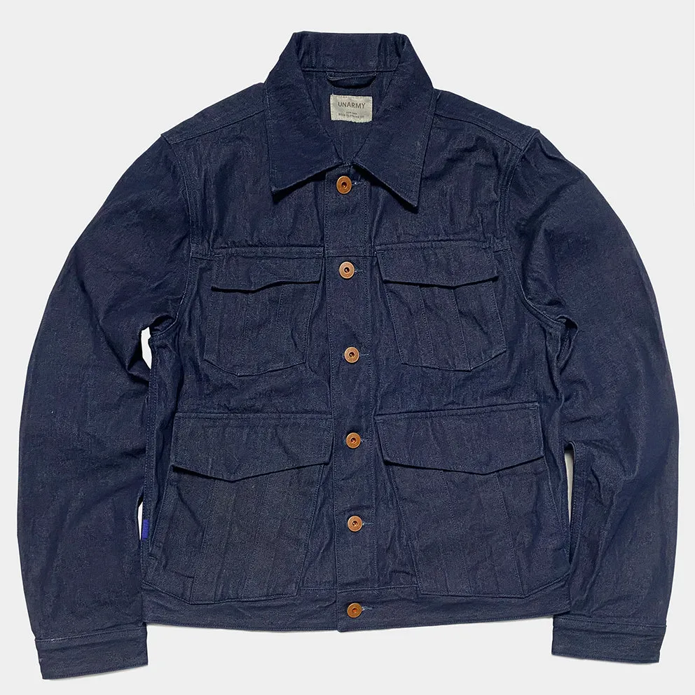 BZEN M.3139RR AERO-D REGULAR FIT MILITARY INSPIRED DENIM JACKET-12OZ-HRH INDIGO