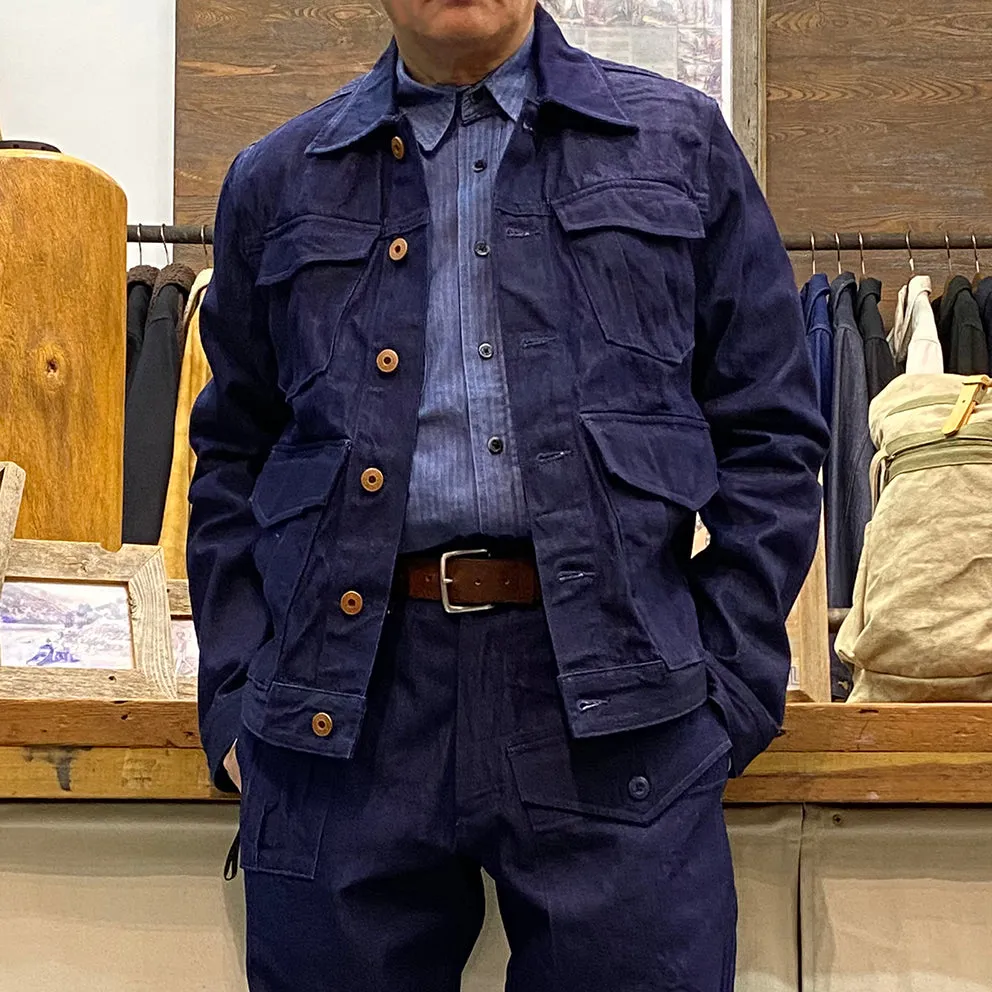 BZEN M.3139RR AERO-D REGULAR FIT MILITARY INSPIRED DENIM JACKET-12OZ-HRH INDIGO
