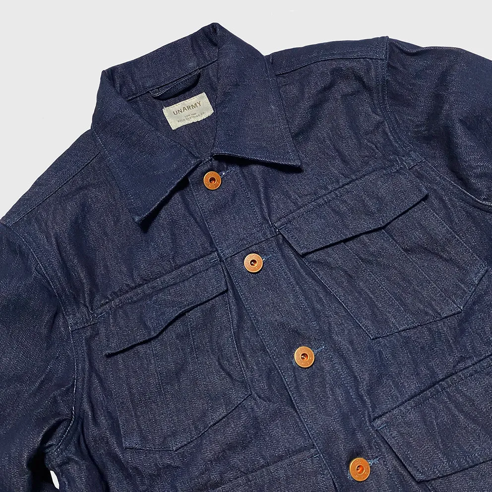 BZEN M.3139RR AERO-D REGULAR FIT MILITARY INSPIRED DENIM JACKET-12OZ-HRH INDIGO