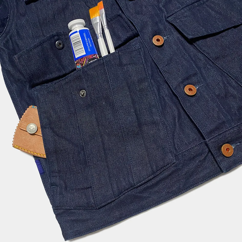 BZEN M.3139RR AERO-D REGULAR FIT MILITARY INSPIRED DENIM JACKET-12OZ-HRH INDIGO