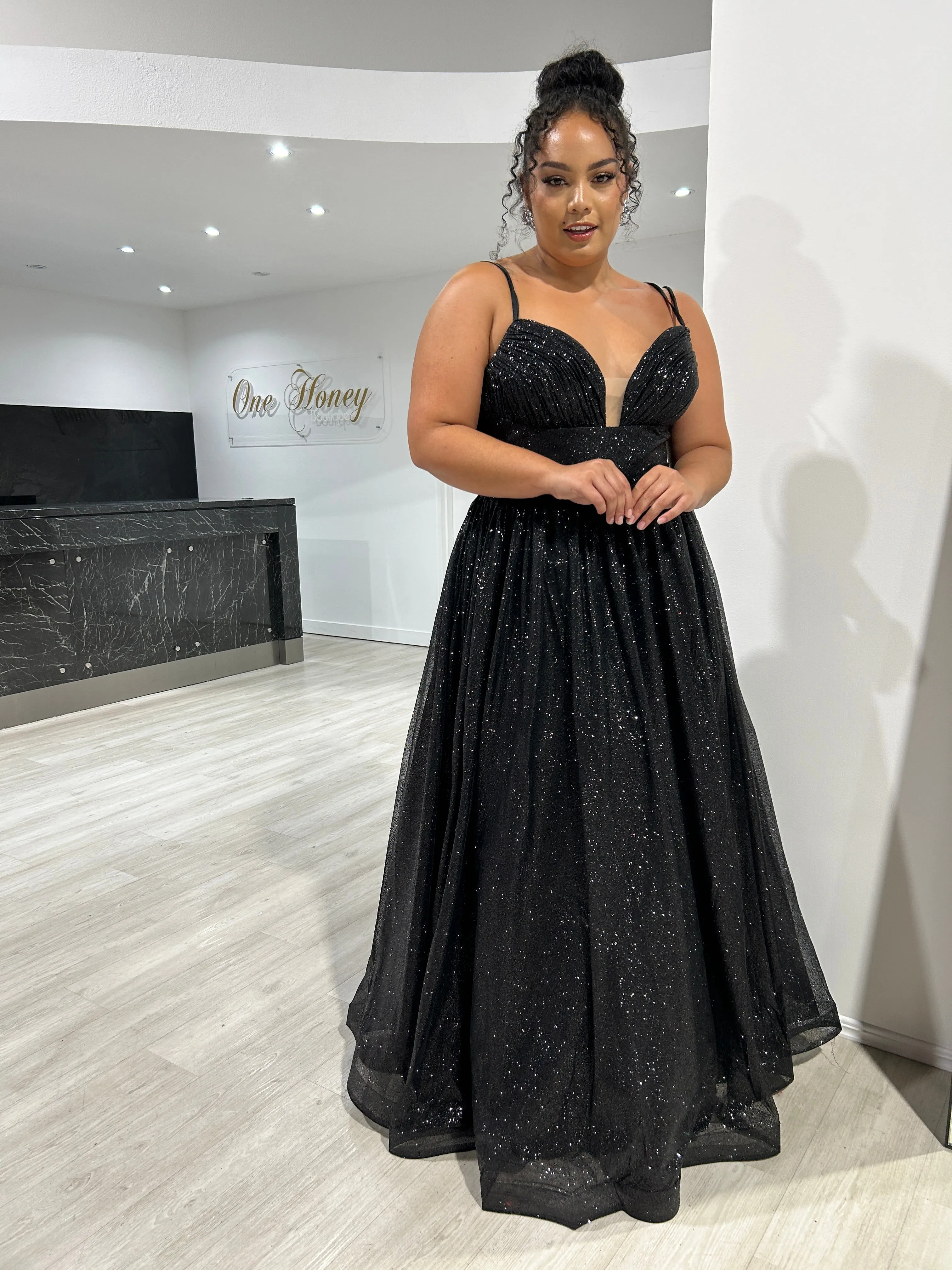 CARMERON Glitter Ball Gown Corset Lace Up Formal Dress