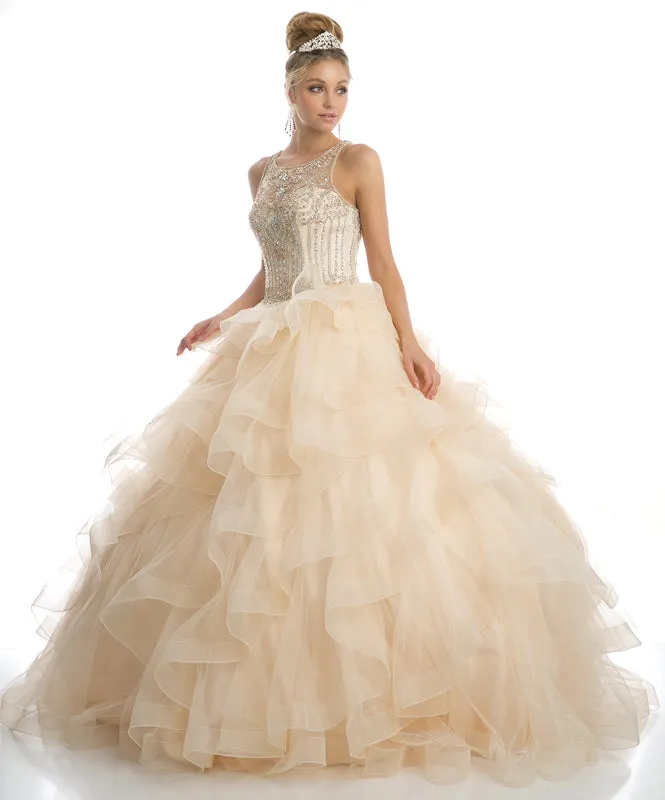 Cream Illusion Sweetheart Off-Shoulder Long Ball Gown | Elegant Evening Dress for Prom