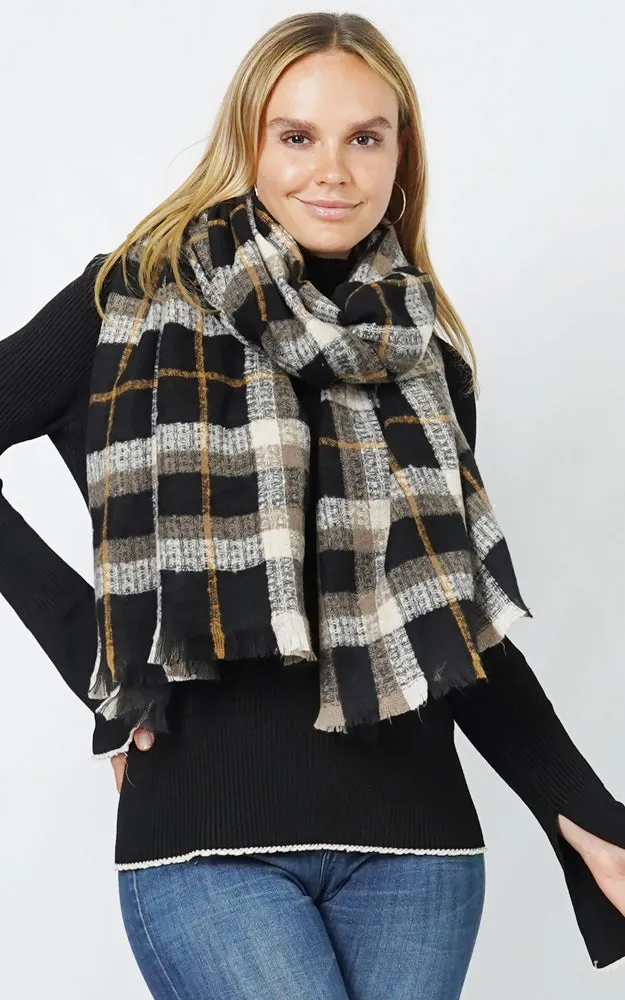 ESC11076 PLAID LUREX OBLONG SCARF/SHAWL