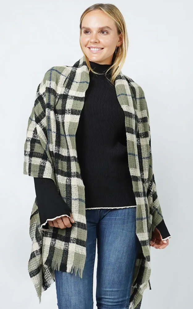 ESC11076 PLAID LUREX OBLONG SCARF/SHAWL