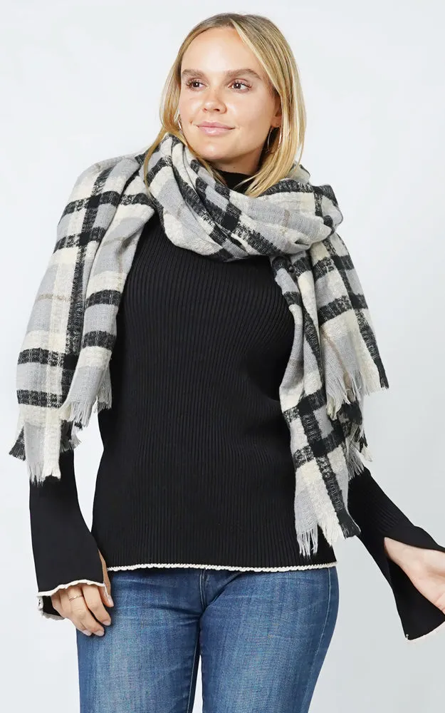 ESC11076 PLAID LUREX OBLONG SCARF/SHAWL