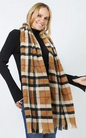 ESC11076 PLAID LUREX OBLONG SCARF/SHAWL