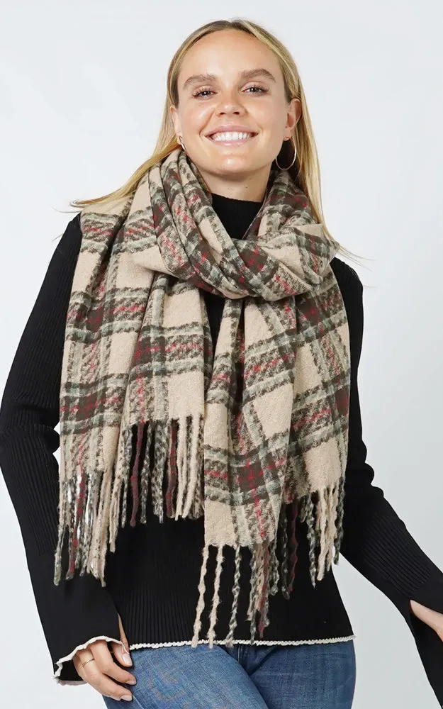 ESC11116 PLAID OBLONG SCARF/SHAWL