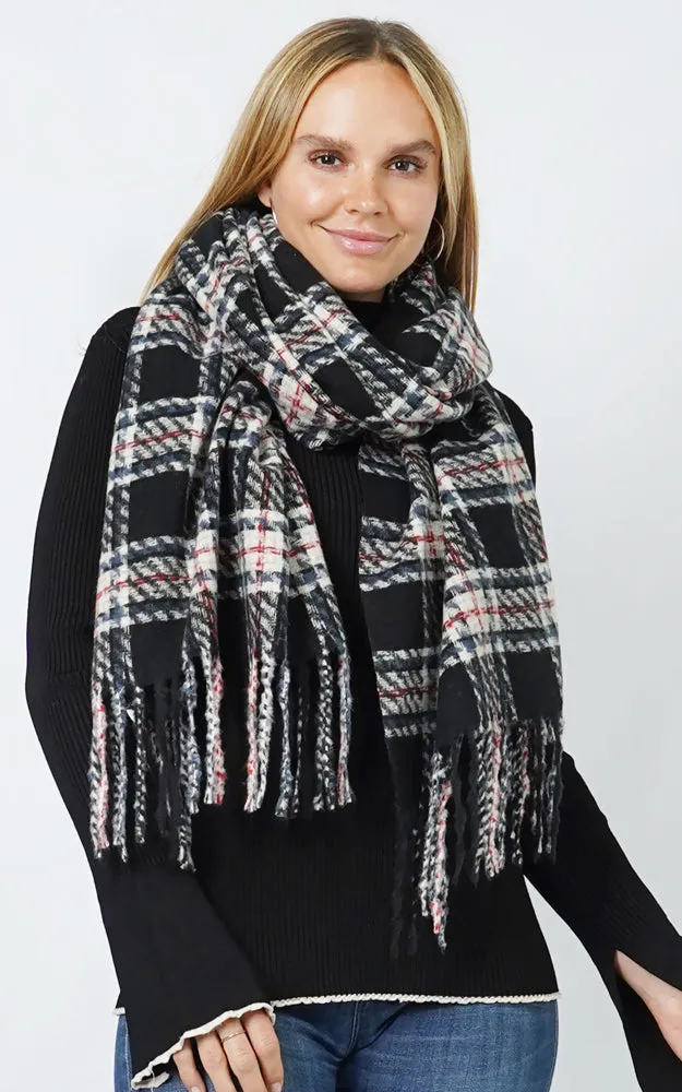 ESC11116 PLAID OBLONG SCARF/SHAWL