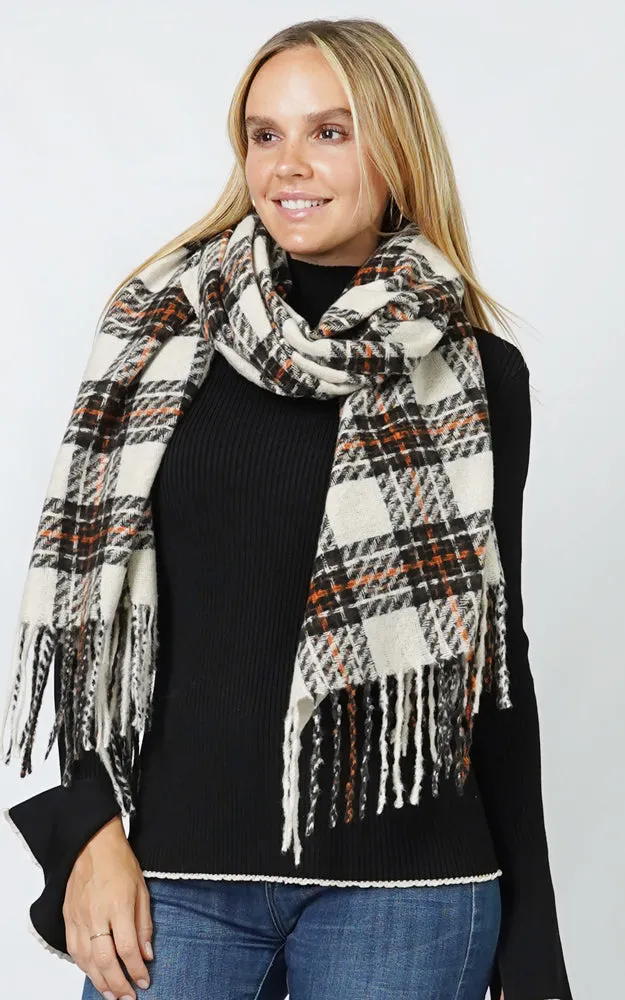 ESC11116 PLAID OBLONG SCARF/SHAWL