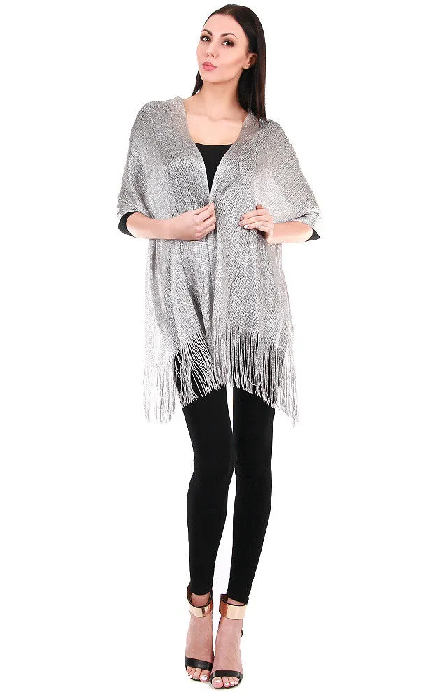 EV147 / 50058 Silver Grey Solid Party Shawl