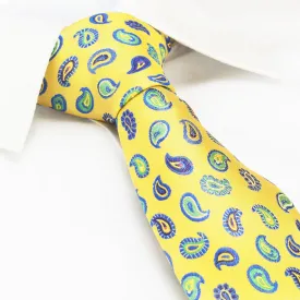 Gold Paisley Tear Drop Silk Tie
