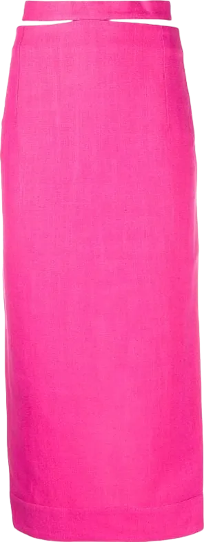 JACQUEMUS Pink Linen Blend La Jupe Valerie Midi Pencil Skirt UK 6