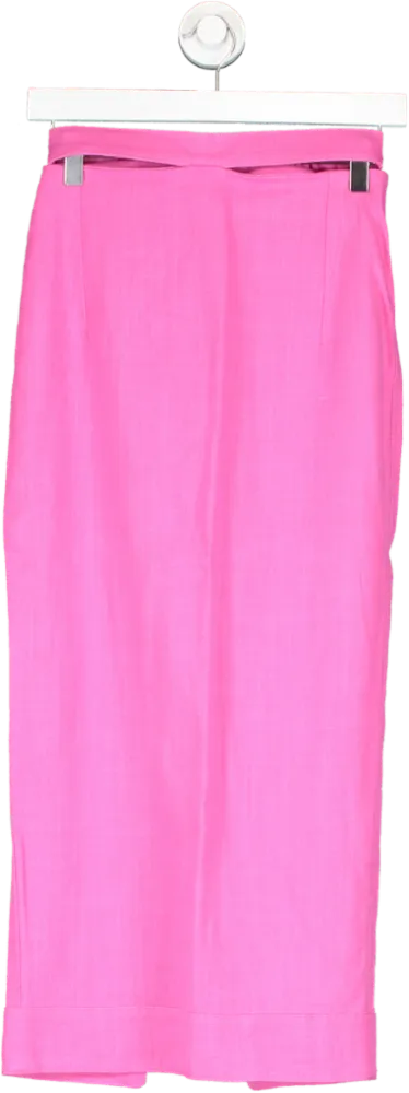 JACQUEMUS Pink Linen Blend La Jupe Valerie Midi Pencil Skirt UK 6