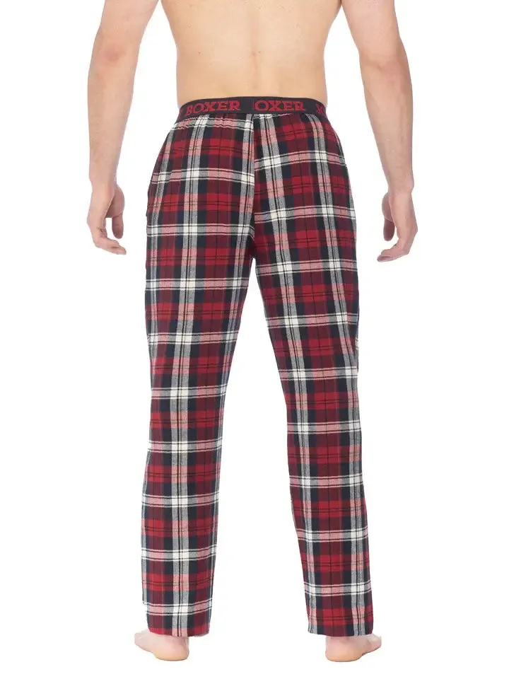 Joe Boxer Mens Red/Navy Flannel Logo Elastic Pant