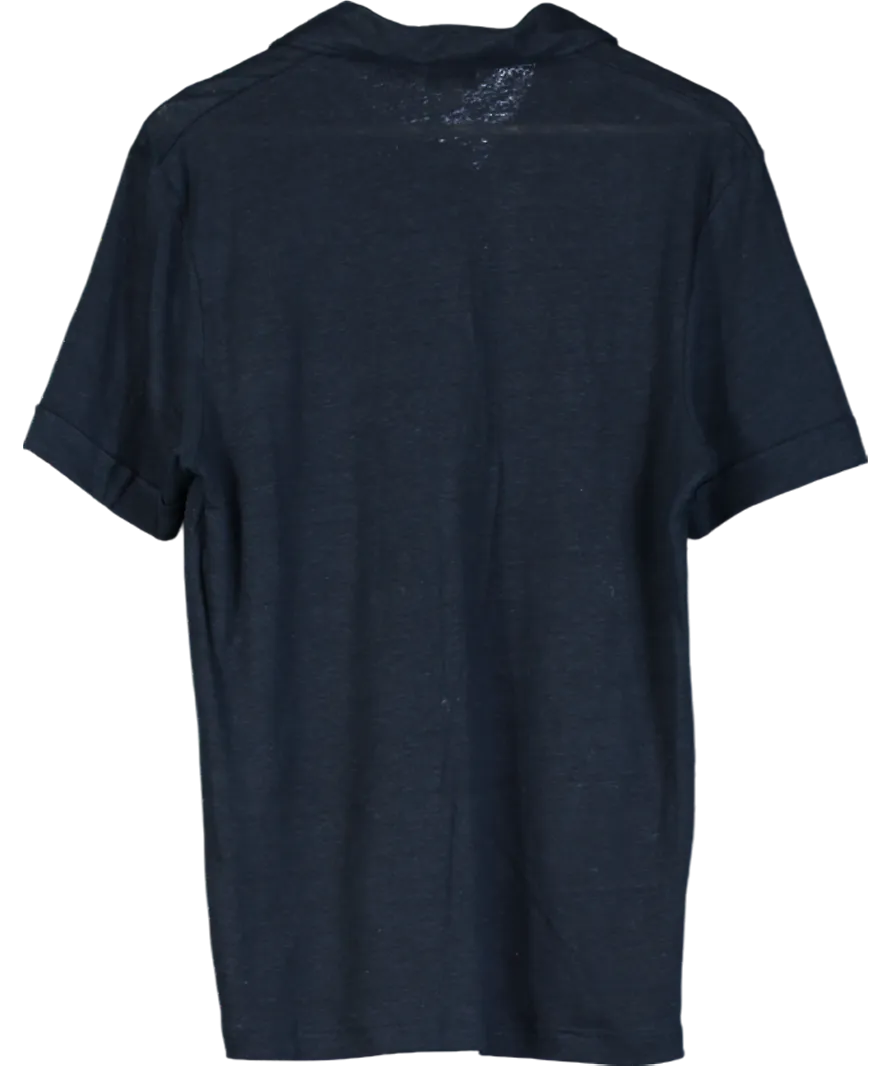 M&S Blue Cotton Rich Textured Polo Shirt UK S