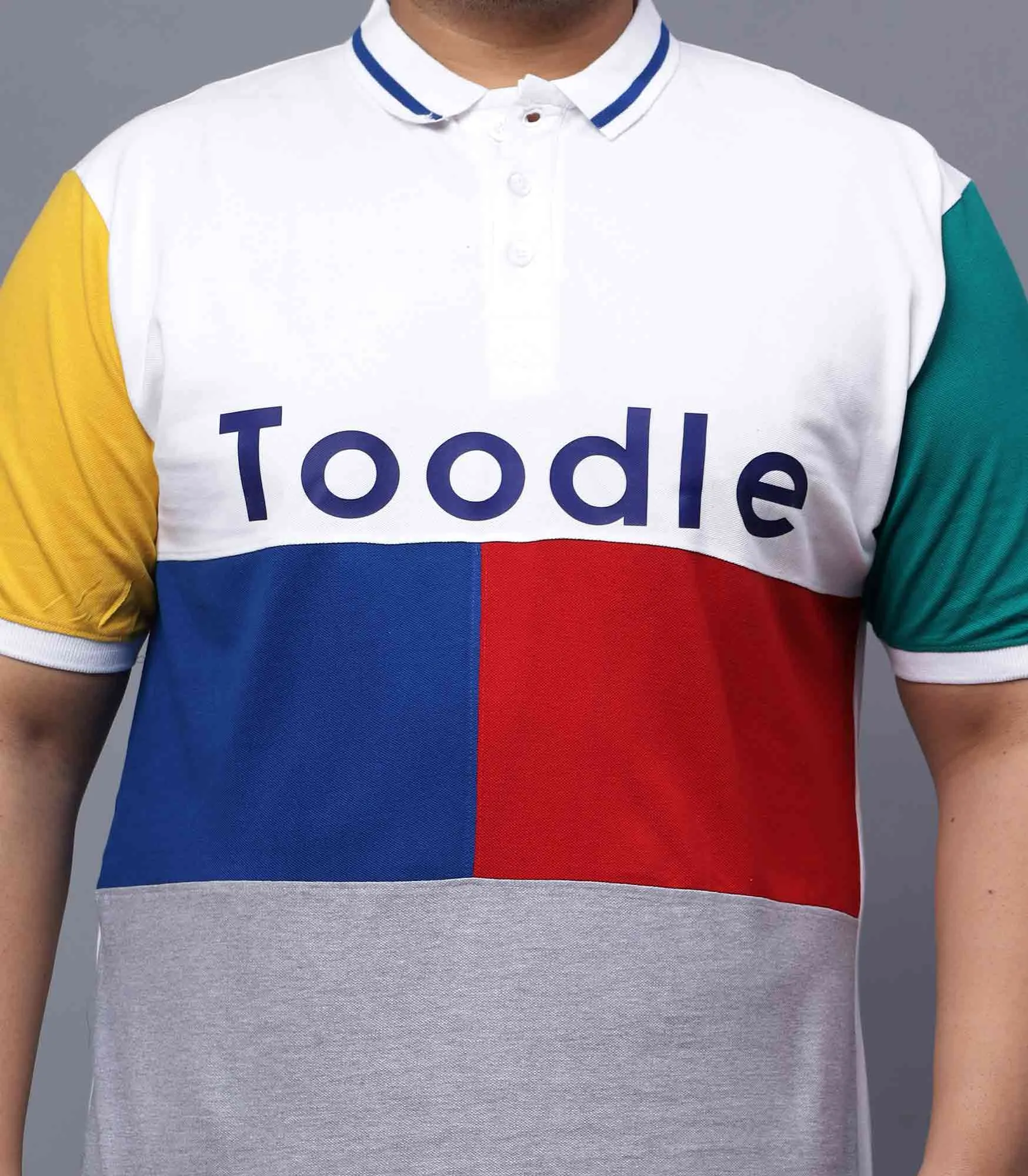 Multi-Color White Plus Size Polo T-shirt
