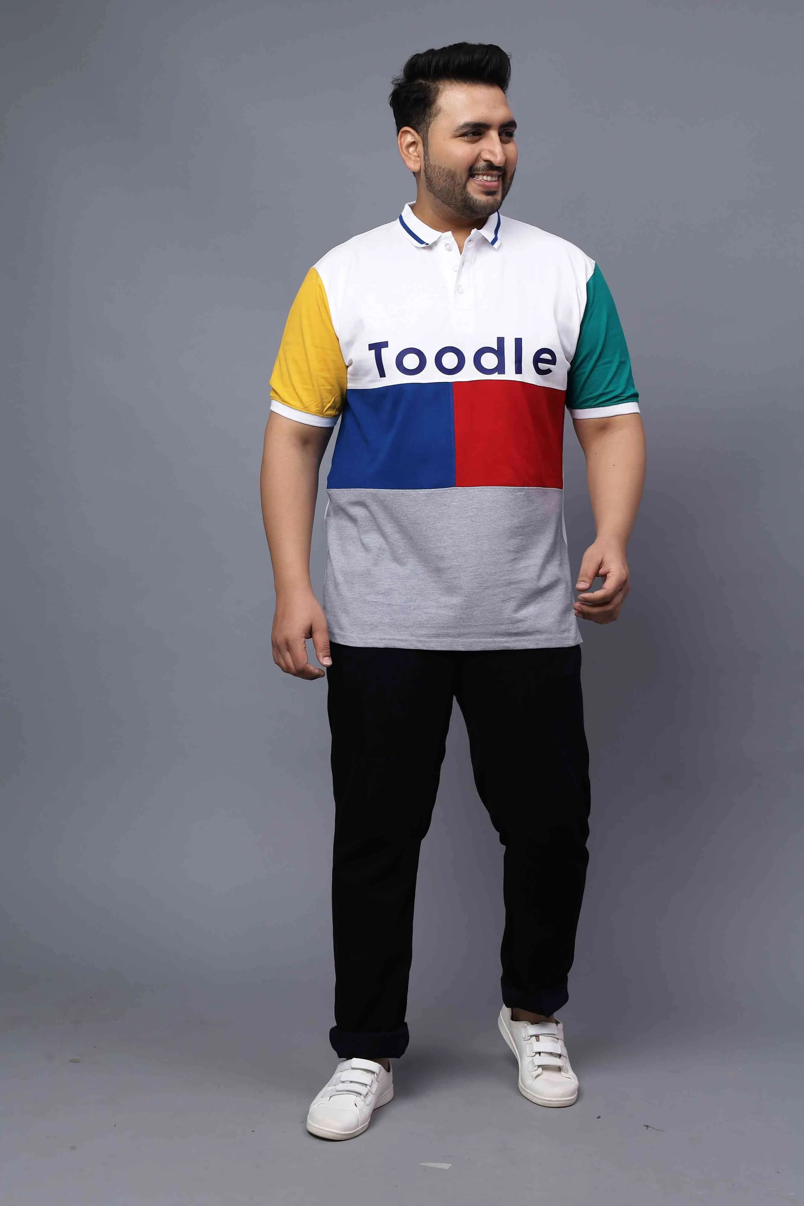 Multi-Color White Plus Size Polo T-shirt