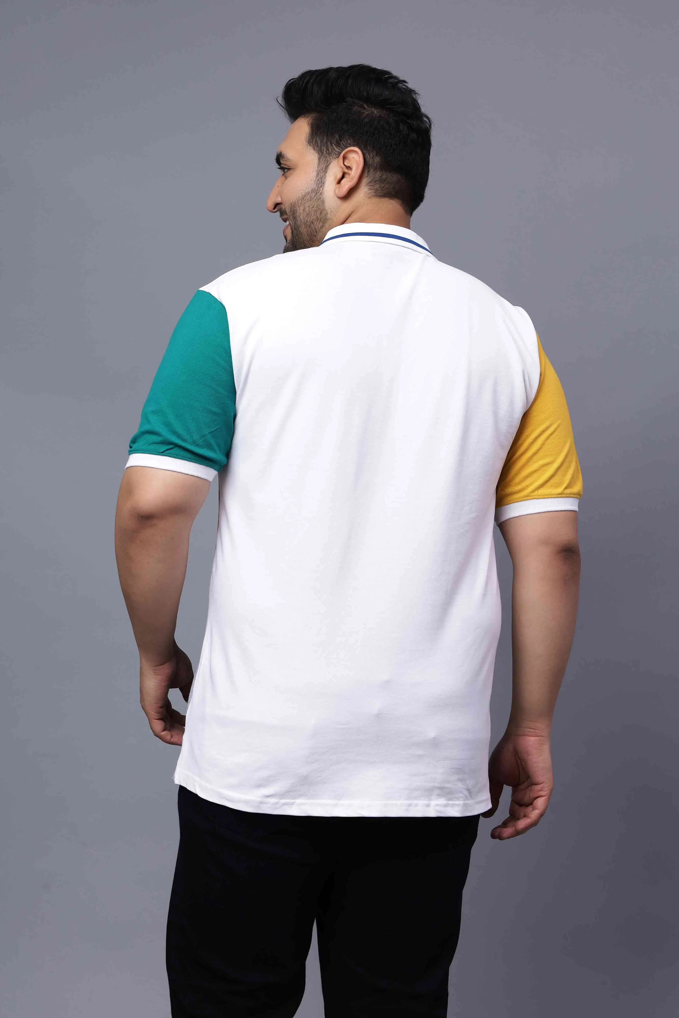 Multi-Color White Plus Size Polo T-shirt