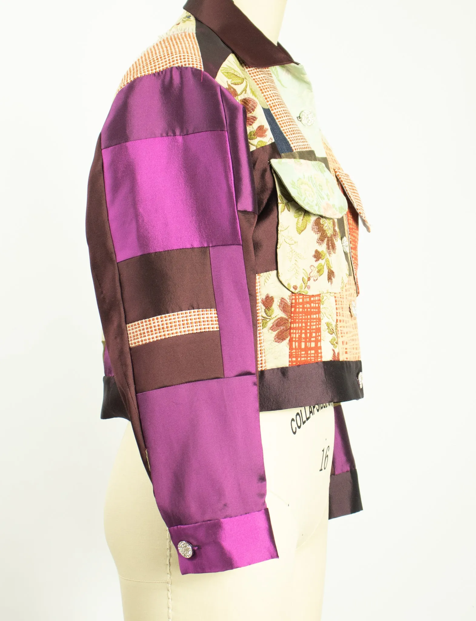Multi Fabric Patchwork Jacket with Vintage Lace