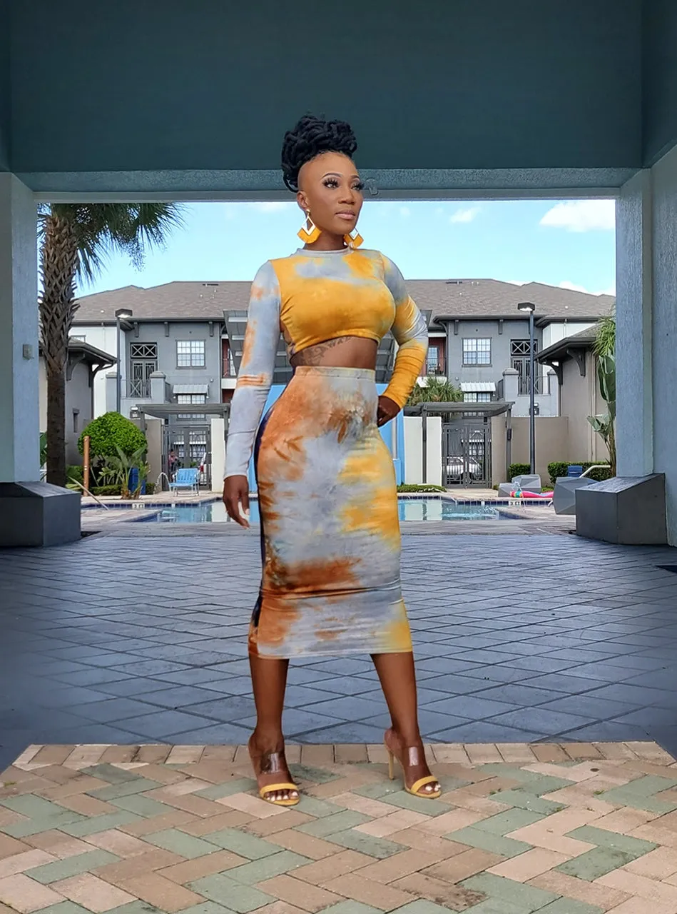 Nothing But Sexy 2pc Skirt Set - Mustard