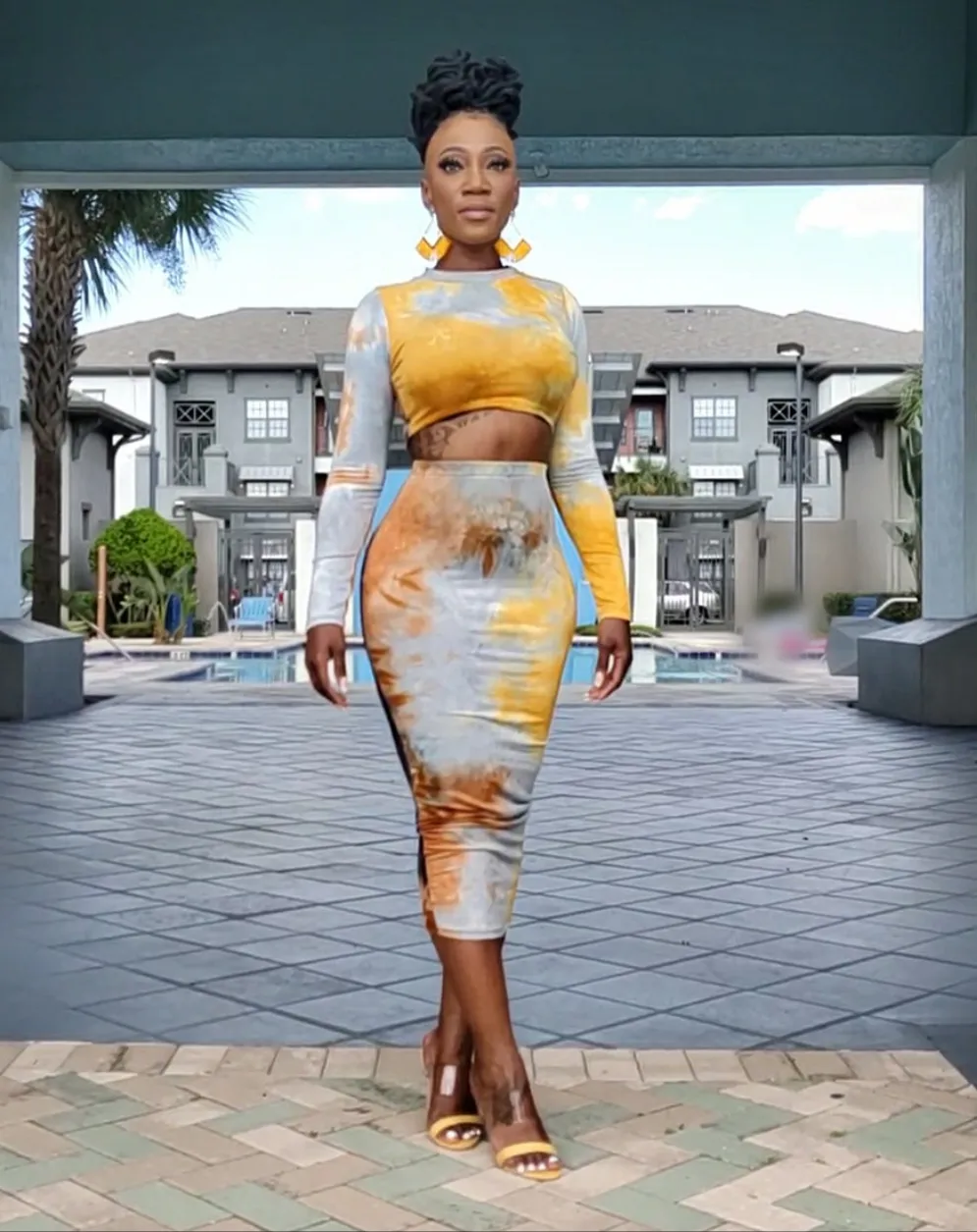 Nothing But Sexy 2pc Skirt Set - Mustard