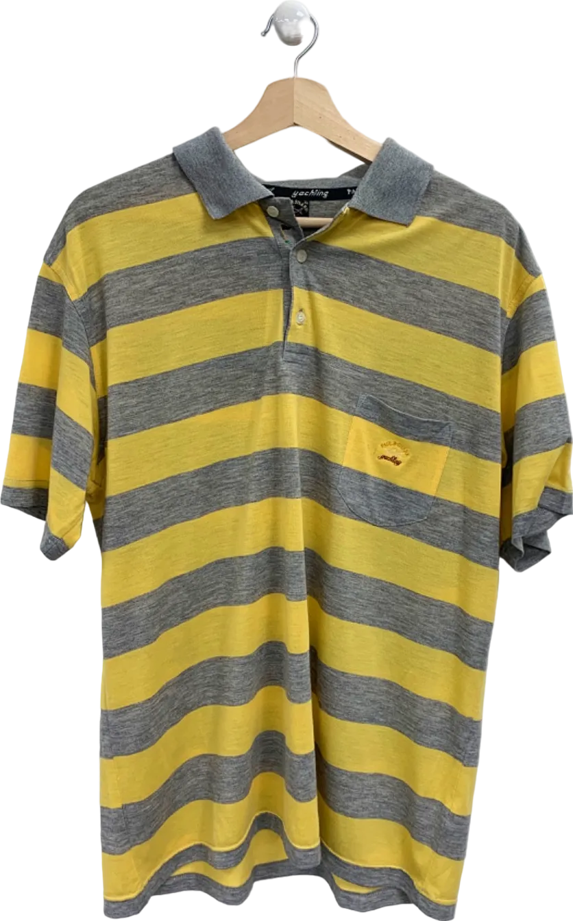 Paul & Shark Grey Yellow Stripe Polo Shirt UK XL
