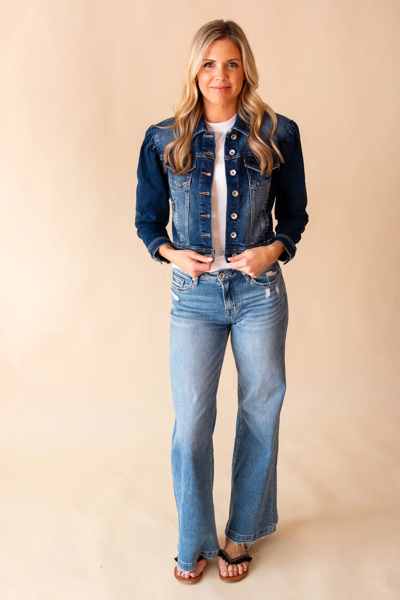 Puffy Sleeve Denim Jacket