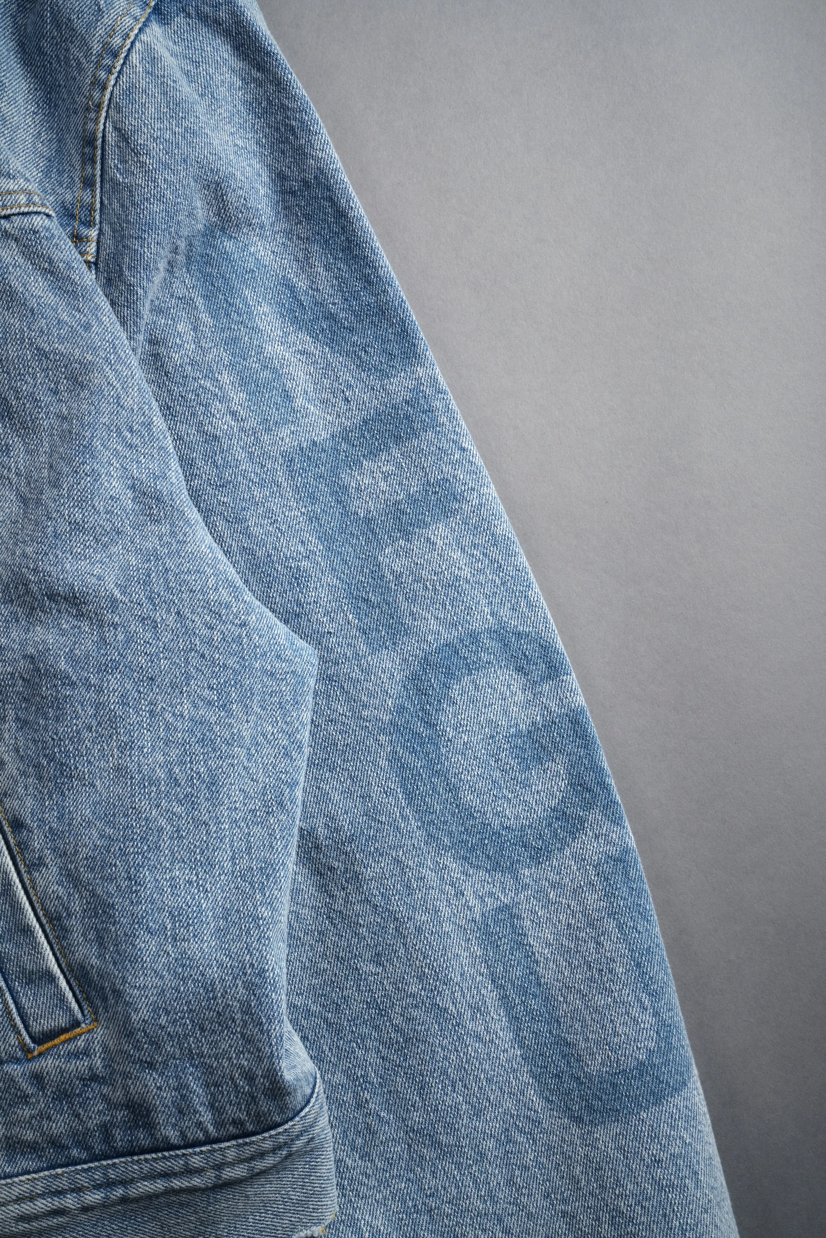 Roses While We're Here Cropped American Denim Jacket in Medium Wash