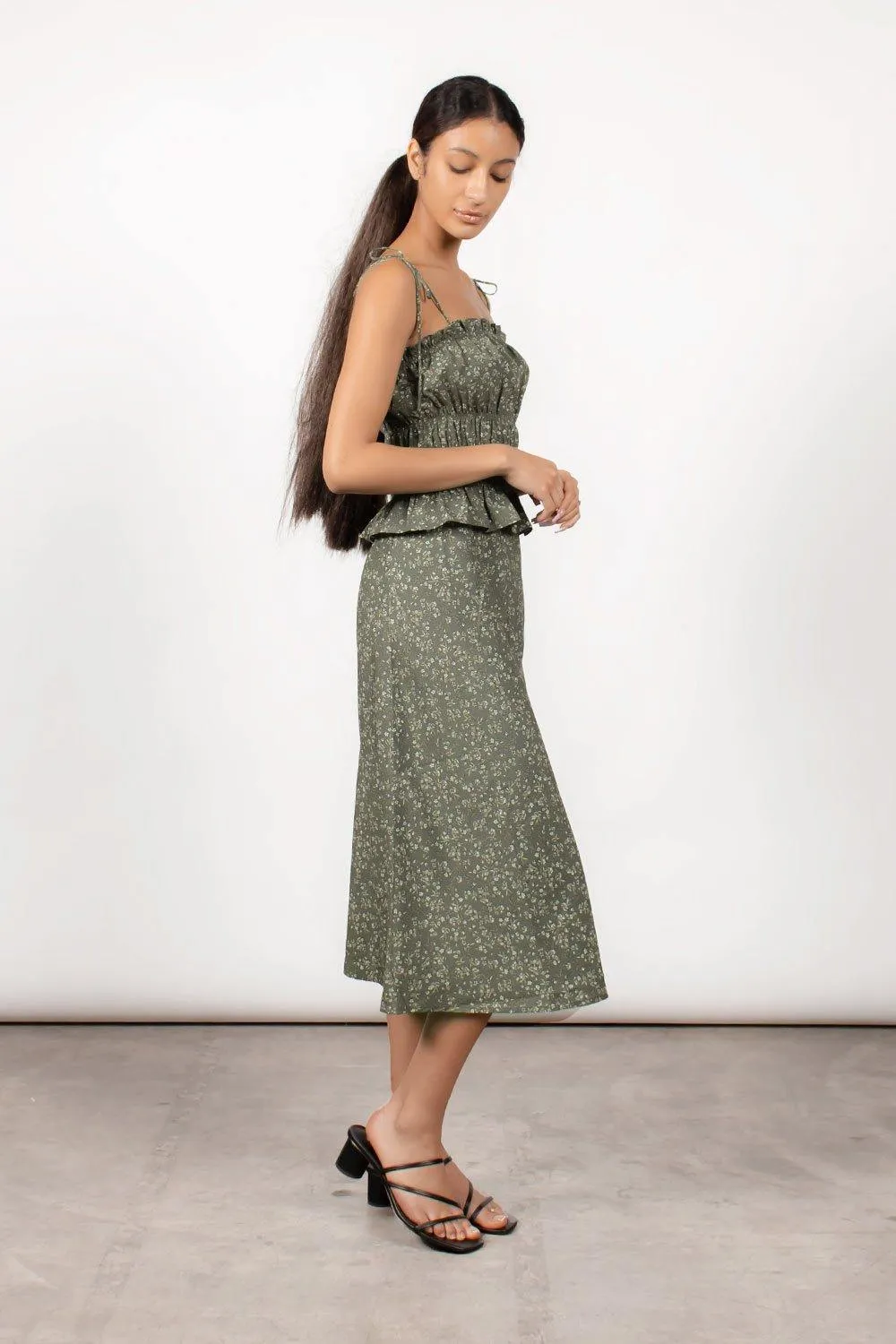 SILK RUCHED CAMI - GRIFFITH FLORAL