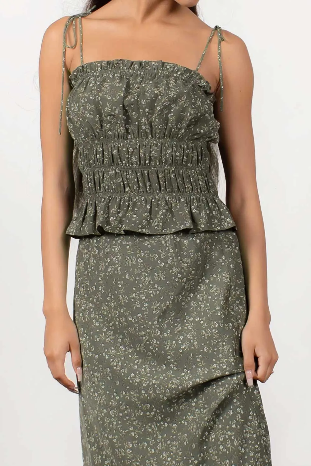 SILK RUCHED CAMI - GRIFFITH FLORAL