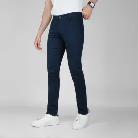 SLIM FIVE-POCKET PANTS  -  NAVY