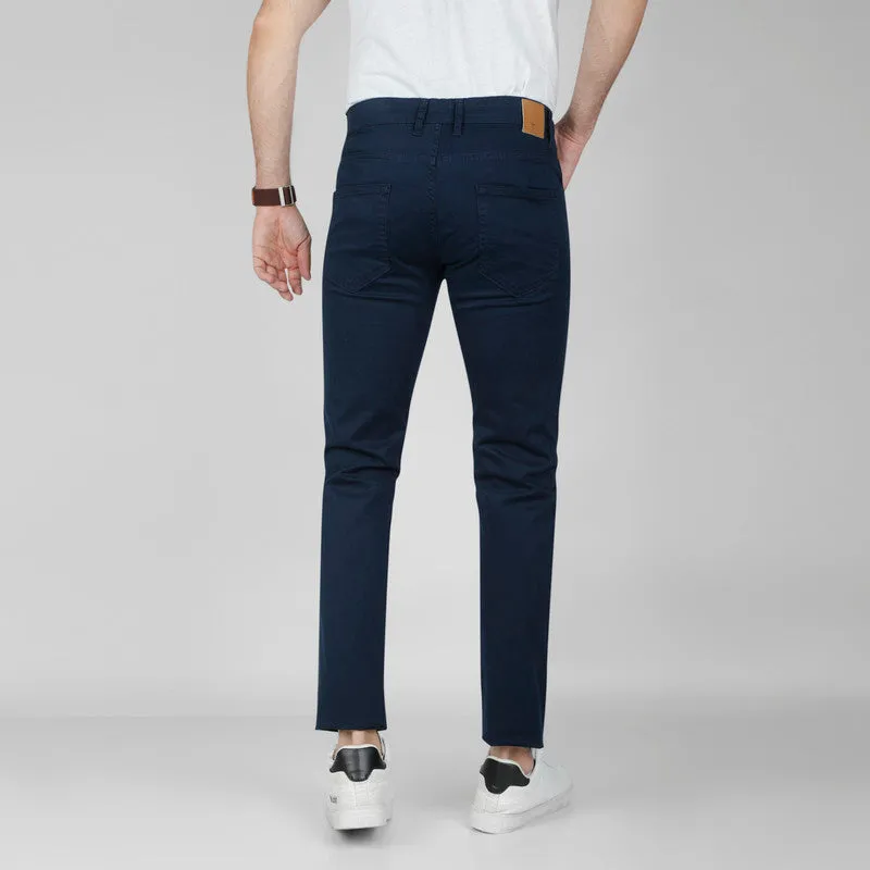 SLIM FIVE-POCKET PANTS  -  NAVY