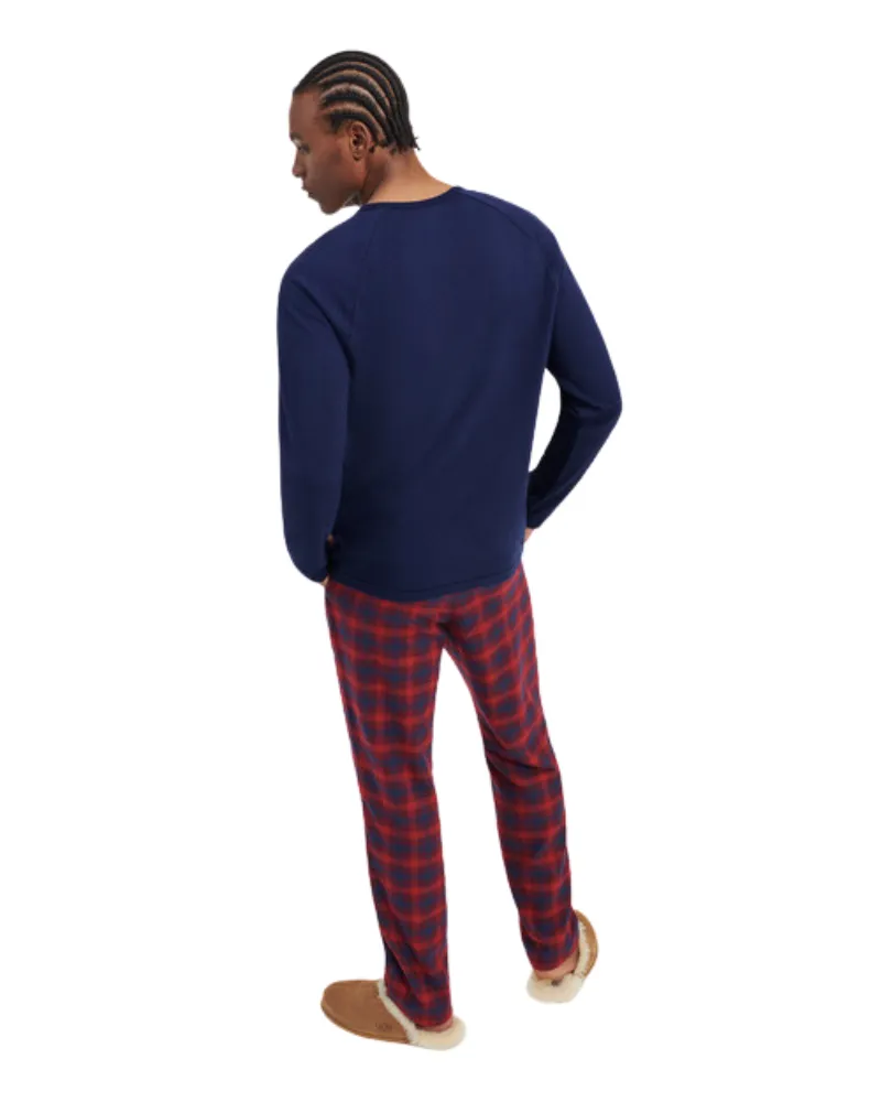 UGG Men's Steiner Pajamas Set in Gift Box Navy/Dark Cherry Check