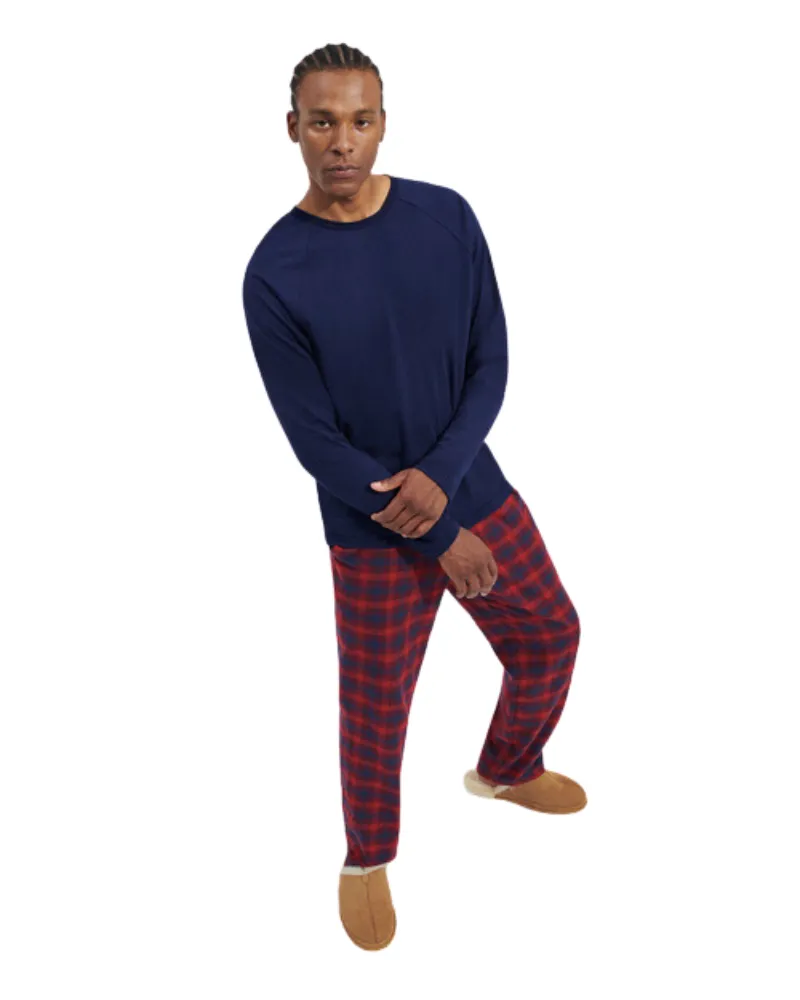 UGG Men's Steiner Pajamas Set in Gift Box Navy/Dark Cherry Check