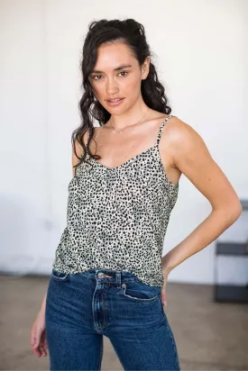V-NECK CAMI - MINI CHEETAH SAGE